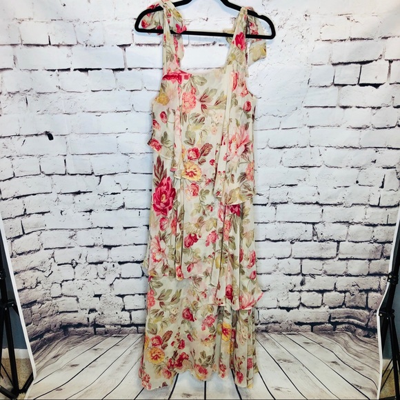 H&M Dresses & Skirts - H&M Floral Tie Shoulder Layered Maxi Dress